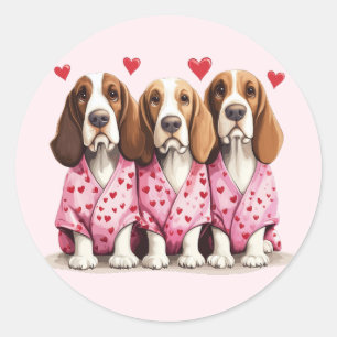 Valentinstag Basset Hound Hunde Runder Aufkleber