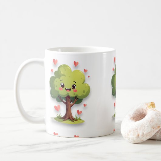 Valentinstag Baum Rote Herzen Tassen (Mit Donut)