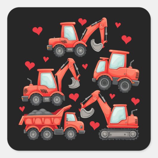 Valentinstag-Bautransporter Quadratischer Aufkleber (Vorderseite)