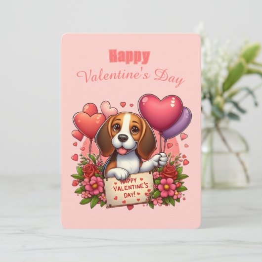 Valentinstag - Beagle 3 - Feiertagskarte (Stehend Vorderseite)