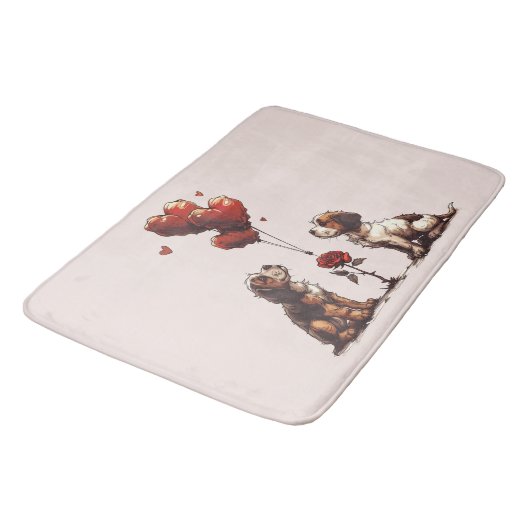 Valentinstag Beagle Hunde Badematte (Schrägansicht)