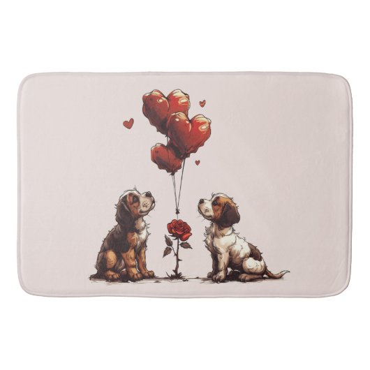 Valentinstag Beagle Hunde Badematte (Vorderseite)
