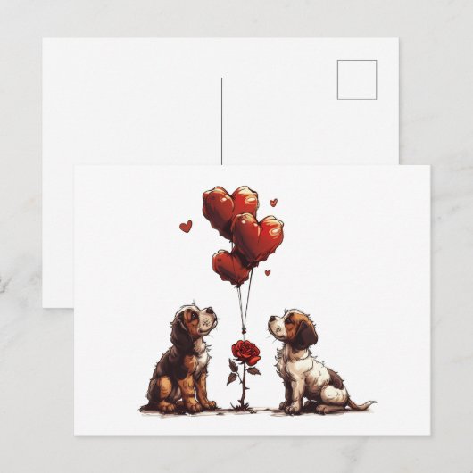 Valentinstag Beagle Hunde Postkarte (Vorne/Hinten)