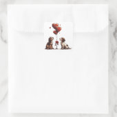 Valentinstag Beagle Hunde Quadratischer Aufkleber (Tasche)