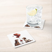 Valentinstag Beagle Hunde Rechteckiger Pappuntersetzer (Vor Ort)