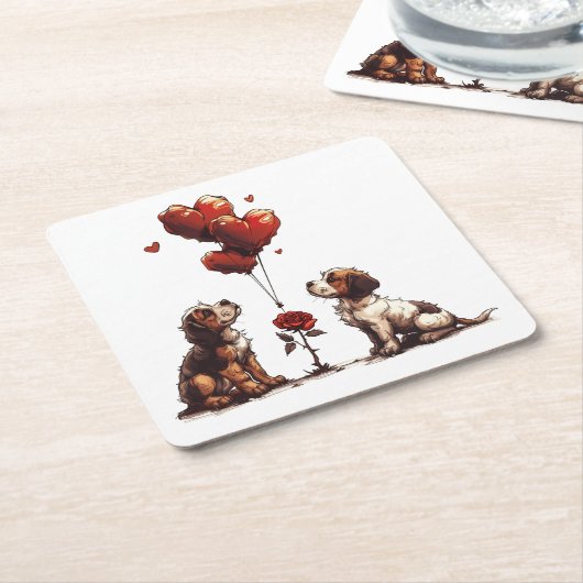Valentinstag Beagle Hunde Rechteckiger Pappuntersetzer (angewinkelt)