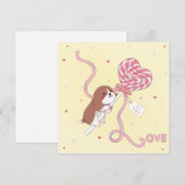 Valentinstag: Beagle & Lollipop Einladung (Vorne/Hinten)