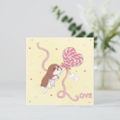Valentinstag: Beagle & Lollipop Einladung (Stehend Vorderseite)