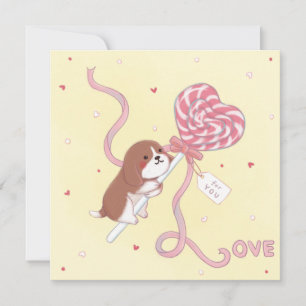 Valentinstag: Beagle & Lollipop Einladung