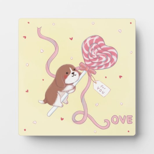Valentinstag: Beagle & Lollipop Fotoplatte (Vorderseite)