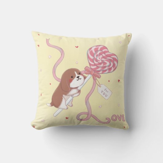 Valentinstag: Beagle & Lollipop Kissen (Vorderseite)