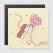 Valentinstag: Beagle & Lollipop Magnetkarte (Vorne/Hinten)