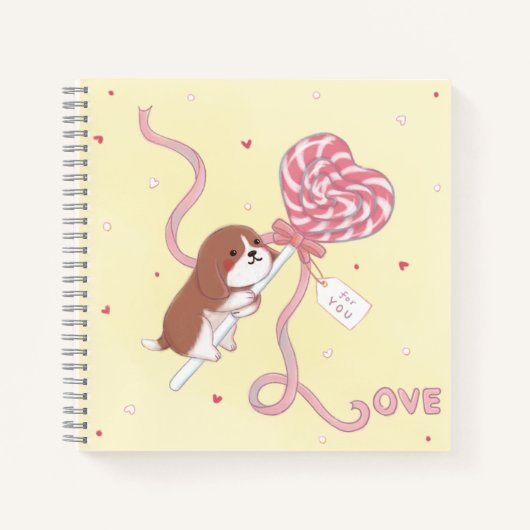 Valentinstag: Beagle & Lollipop Notizblock (Vorderseite)