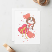 Valentinstag: Beagle und Macarons Mitteilungskarte (Vorderseite/Rückseite Beispiel)