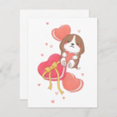 Valentinstag: Beagle und Macarons Mitteilungskarte (Vorne/Hinten)