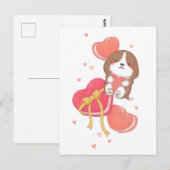 Valentinstag: Beagle und Macarons Postkarte (Vorne/Hinten)