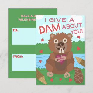Valentinstag Beaver Funny Kids School Klassenzimme Karte