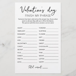 Valentinstag Beenden Sie meinen Satz Editable Spie