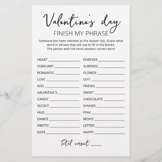 Valentinstag Beenden Sie meinen Satz Editable Spie (Vorderseite)