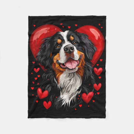 Valentinstag Berner Sennenhund Fleecedecke (Vorderseite)