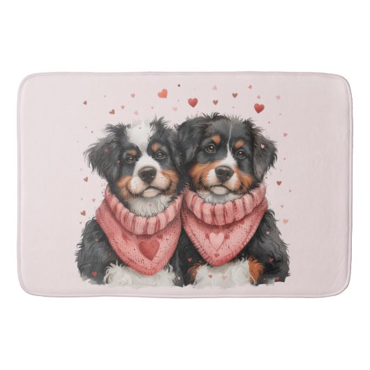 Valentinstag Bernese Mountain Hunde Badematte (Vorderseite)