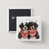 Valentinstag Bernese Mountain Hunde Button (Vorne & Hinten)