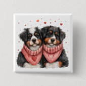 Valentinstag Bernese Mountain Hunde Button (Vorderseite)