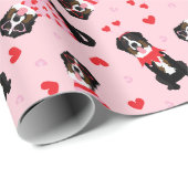 Valentinstag Bernese Mountain Hunde Geschenkpapier (Rolleneckpunkt)