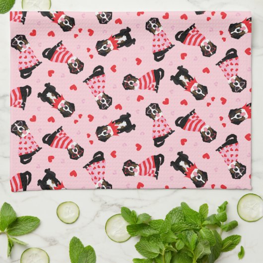 Valentinstag Bernese Mountain Hunde Geschirrtuch (Gefaltet)