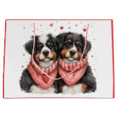 Valentinstag Bernese Mountain Hunde Große Geschenktüte (Vorderseite)