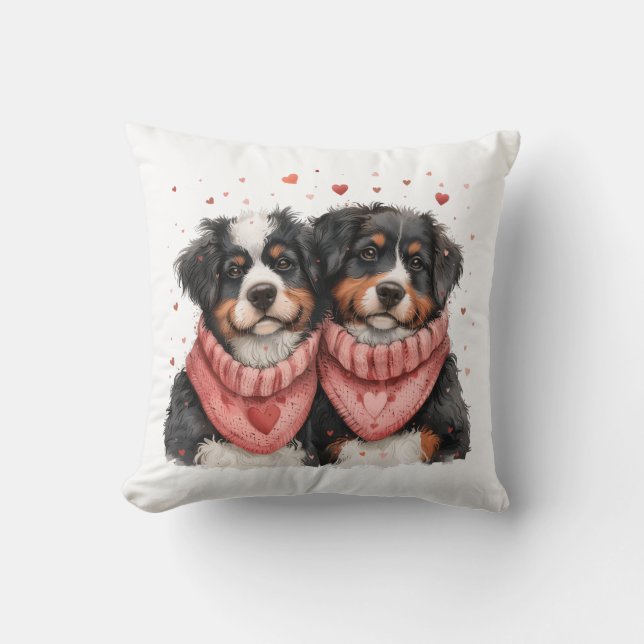 Valentinstag Bernese Mountain Hunde Kissen (Vorderseite)