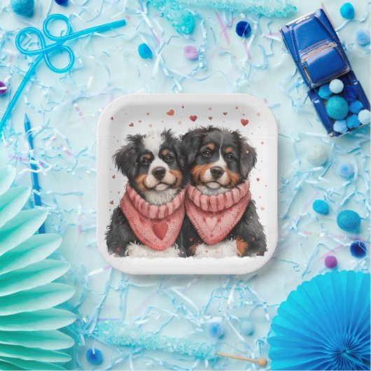 Valentinstag Bernese Mountain Hunde Pappteller (Party)