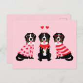 Valentinstag Bernese Mountain Hunde Postkarte (Vorne/Hinten)