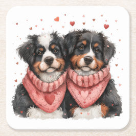 Valentinstag Bernese Mountain Hunde Rechteckiger Pappuntersetzer