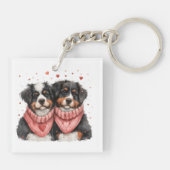 Valentinstag Bernese Mountain Hunde Schlüsselanhänger (Rückseite)