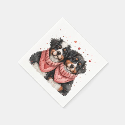 Valentinstag Bernese Mountain Hunde Serviette (Ecke)