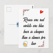 Valentinstag Bierausweis Postkarte (Vorne/Hinten)