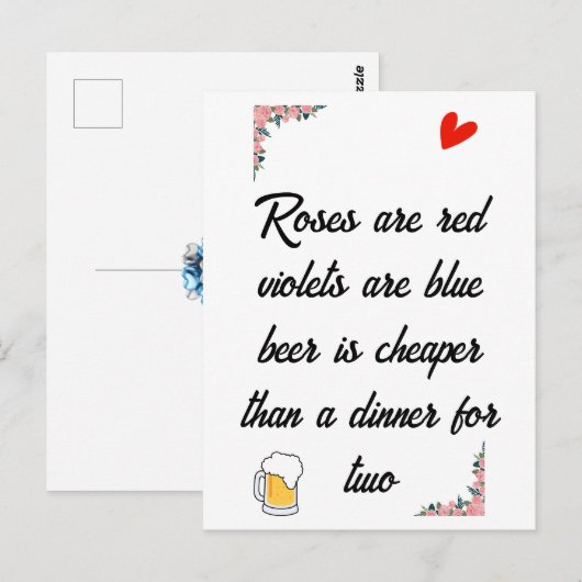 Valentinstag Bierausweis Postkarte (Vorne/Hinten)