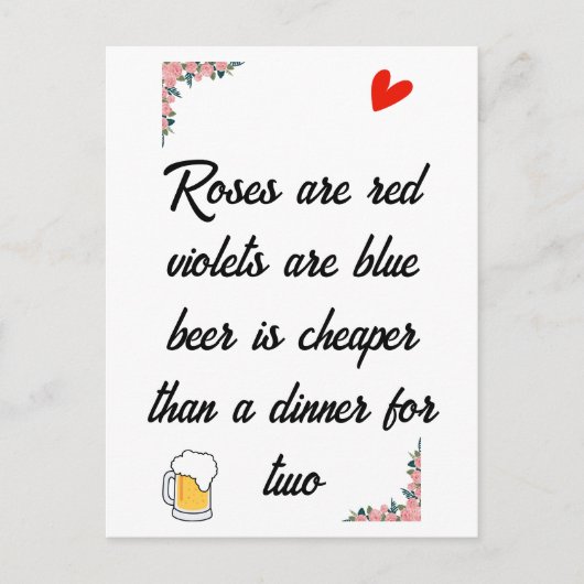 Valentinstag Bierausweis Postkarte (Vorderseite)