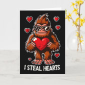 Valentinstag Big Foot Sasquatch Ich stehle Herzen  Karte (Gelbe Blume)