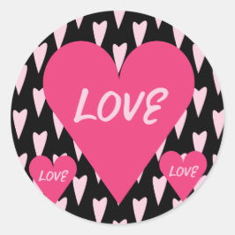 Valentinstag Big Liebe Hört rosa Schwarz Runder Aufkleber