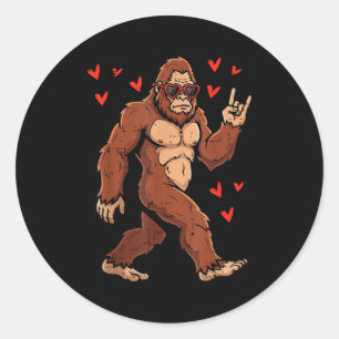 Valentinstag Bigfoot Rock Rocker Sasquatch Männer Runder Aufkleber