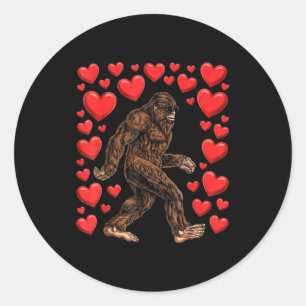 Valentinstag Bigfoot Rote Herzen Lustiger Sasquatc Runder Aufkleber
