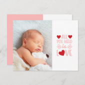 Valentinstag Birth Ankündigung (Vorne/Hinten)