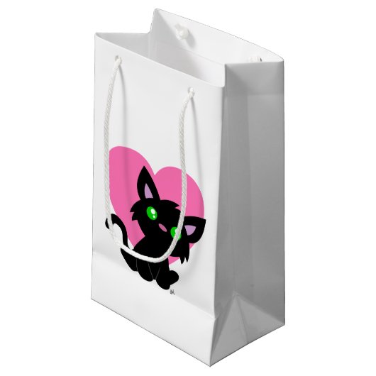 Valentinstag Black Kitty Geschenktasche Kleine Geschenktüte (Vorderseite Schrägansicht)