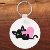 Valentinstag Black Kitty Schlüsselanhänger (Vorderseite)