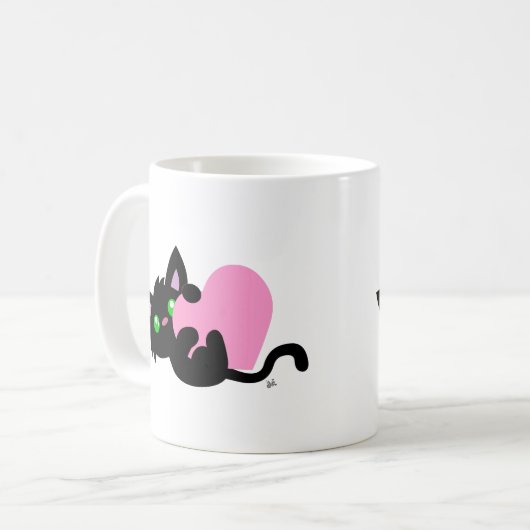 Valentinstag Black Kitty Tasse (Vorderseite Links)