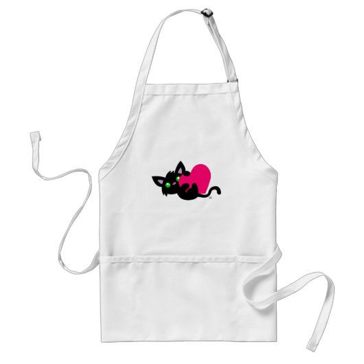 Valentinstag Black Kitty White Schürze (Vorne)