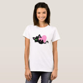 Valentinstag Black Kitty White Shirt (Vorne ganz)