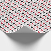 Valentinstag Black Red Heart Zickzack Strip Geschenkpapier (Ecke)